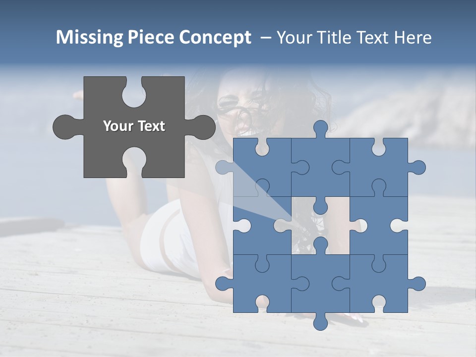 A Woman Laying On A Dock With Her Arms Outstretched PowerPoint Template