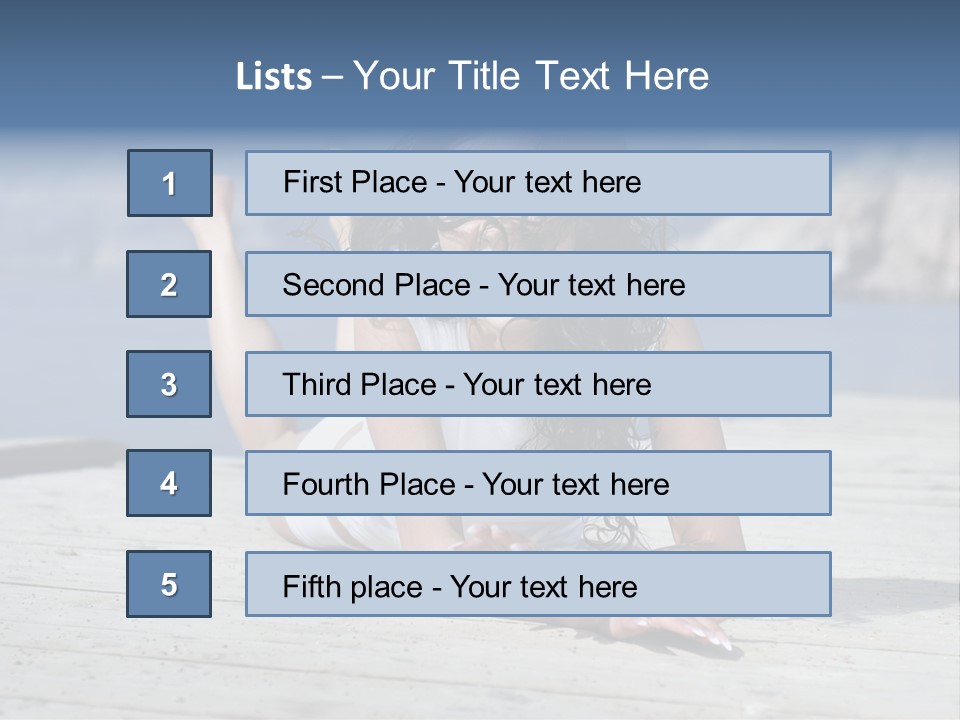 A Woman Laying On A Dock With Her Arms Outstretched PowerPoint Template