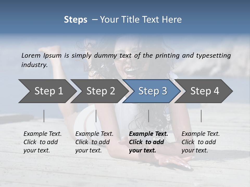 A Woman Laying On A Dock With Her Arms Outstretched PowerPoint Template