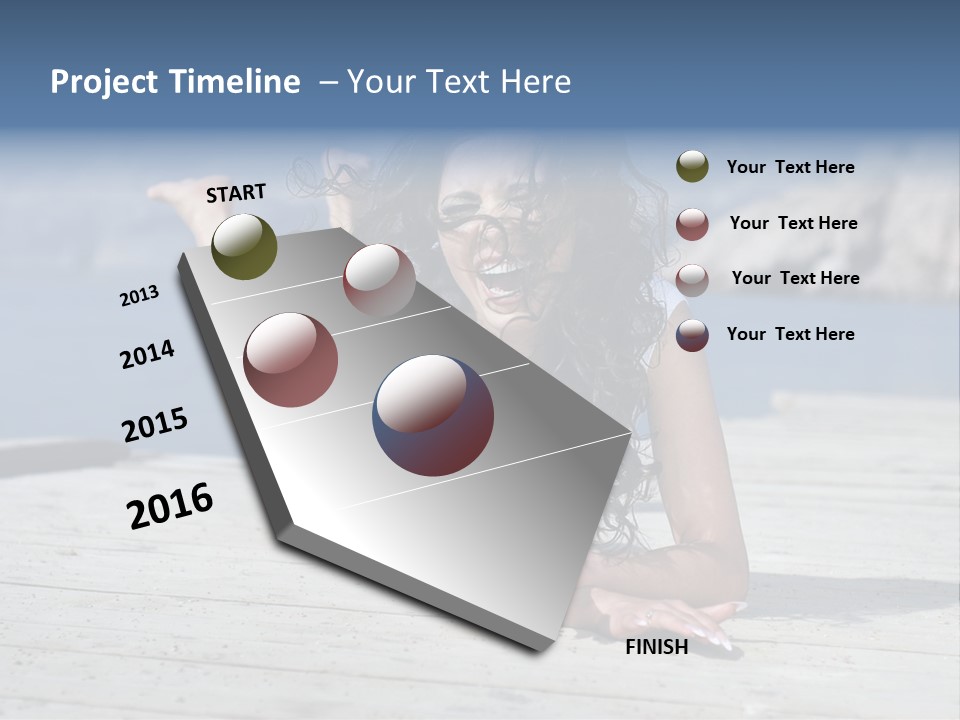 A Woman Laying On A Dock With Her Arms Outstretched PowerPoint Template