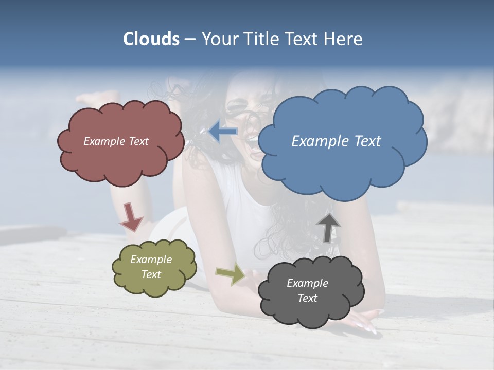 A Woman Laying On A Dock With Her Arms Outstretched PowerPoint Template