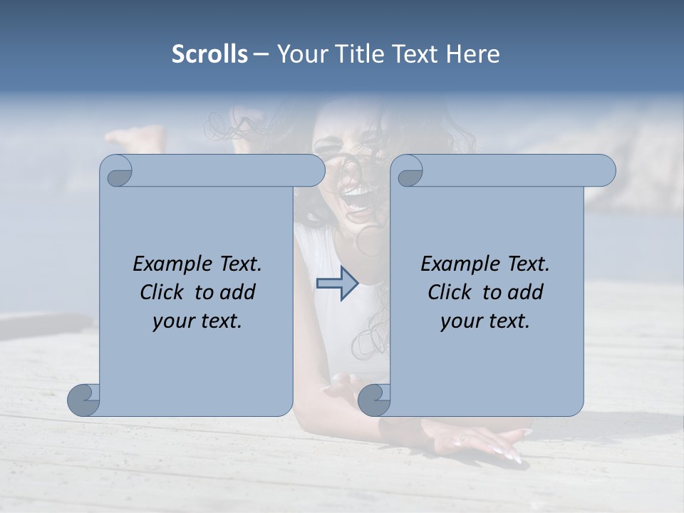 A Woman Laying On A Dock With Her Arms Outstretched PowerPoint Template