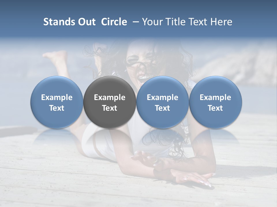 A Woman Laying On A Dock With Her Arms Outstretched PowerPoint Template