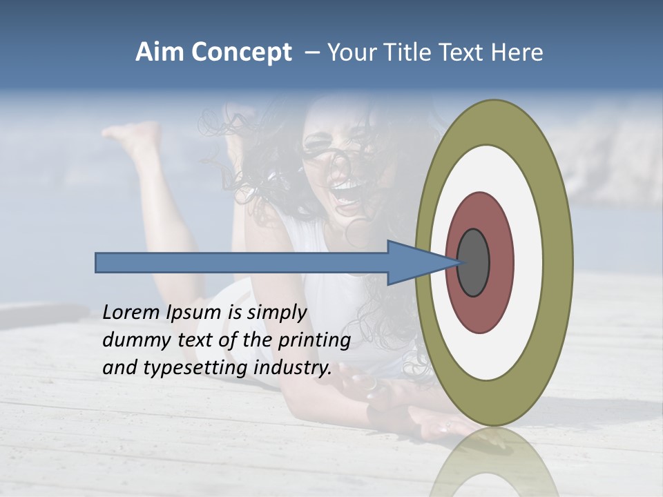 A Woman Laying On A Dock With Her Arms Outstretched PowerPoint Template