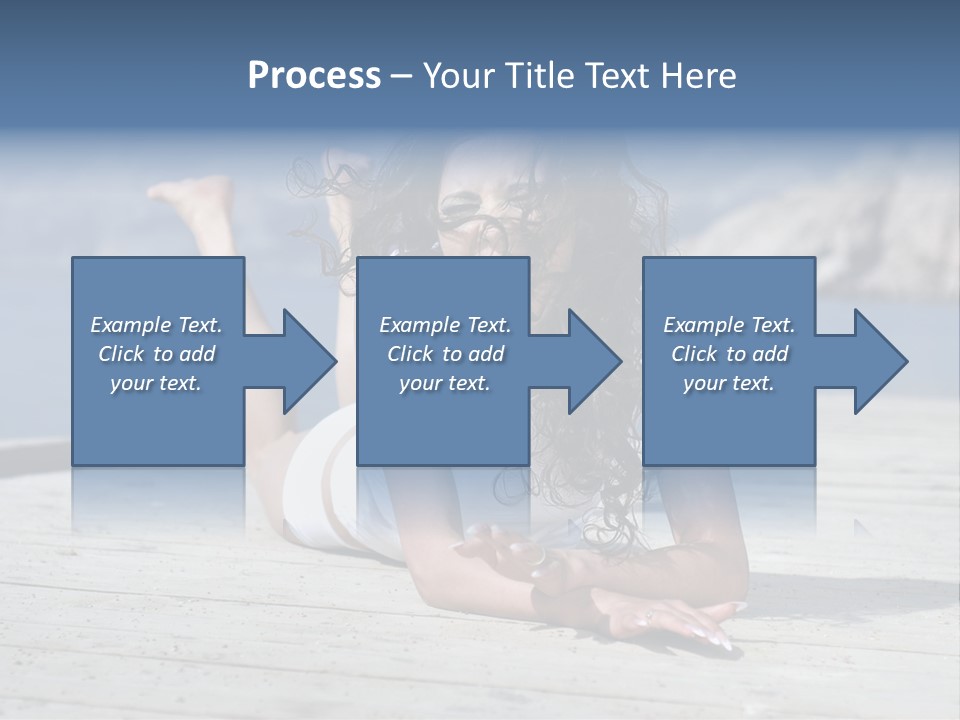 A Woman Laying On A Dock With Her Arms Outstretched PowerPoint Template