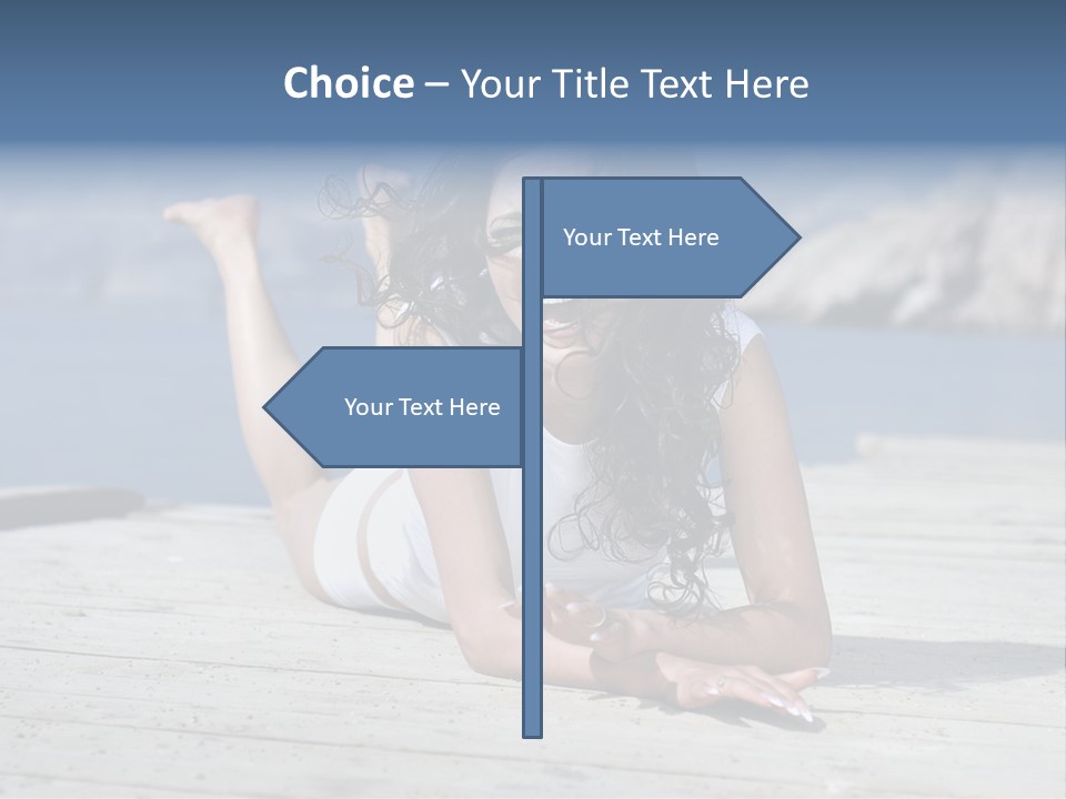 A Woman Laying On A Dock With Her Arms Outstretched PowerPoint Template