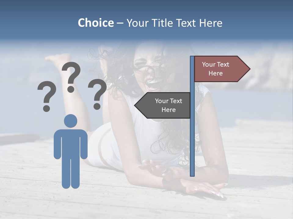 A Woman Laying On A Dock With Her Arms Outstretched PowerPoint Template