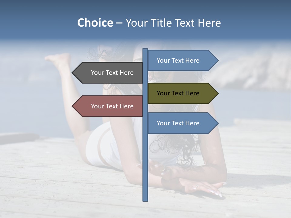 A Woman Laying On A Dock With Her Arms Outstretched PowerPoint Template