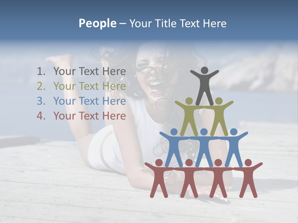 A Woman Laying On A Dock With Her Arms Outstretched PowerPoint Template