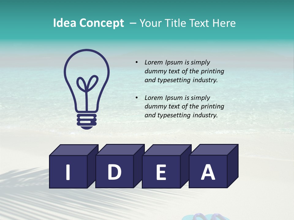 A Pair Of Flip Flops Sitting On A Sandy Beach PowerPoint Template