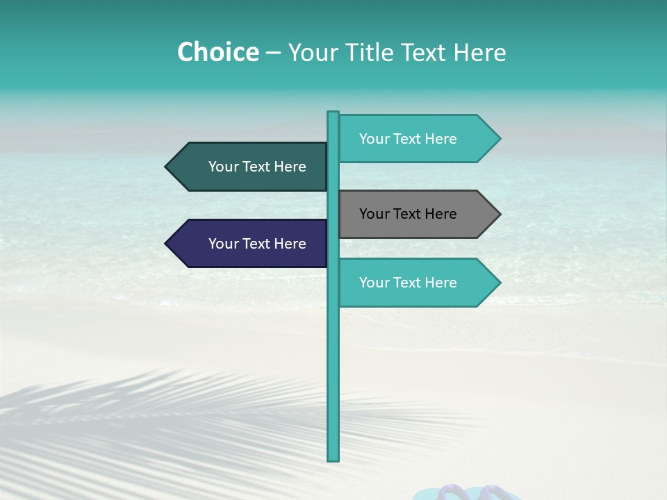 A Pair Of Flip Flops Sitting On A Sandy Beach PowerPoint Template