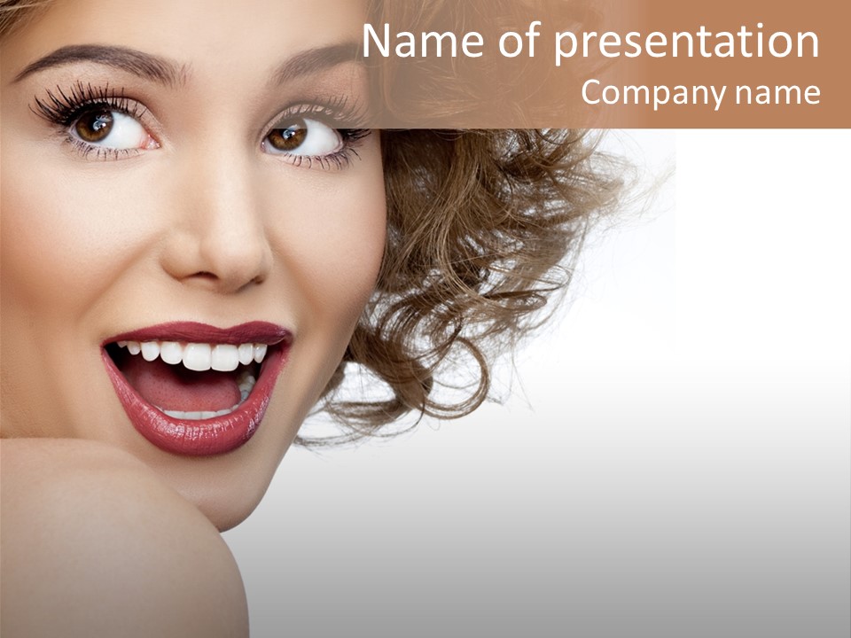 Toothy Smile Red Lips Close Up PowerPoint Template