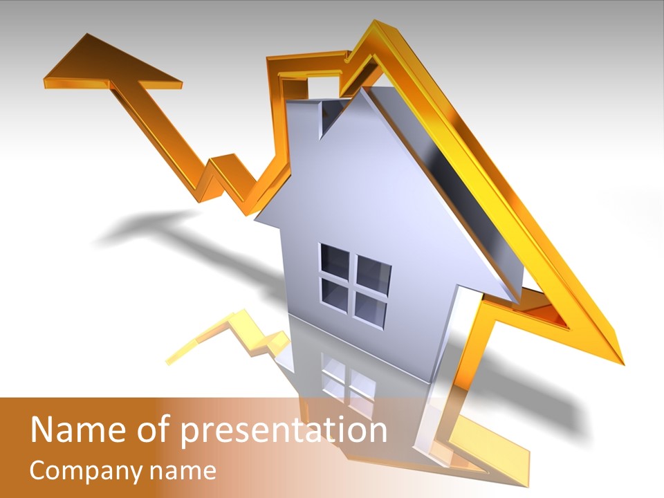 A House With A Gold Arrow Coming Out Of It PowerPoint Template