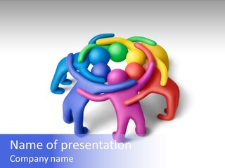 A Group Of Colorful People Hugging Each Other PowerPoint Template