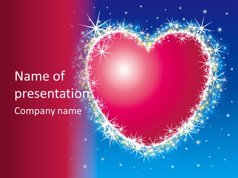 A Red Heart With Stars On A Blue Background PowerPoint Template