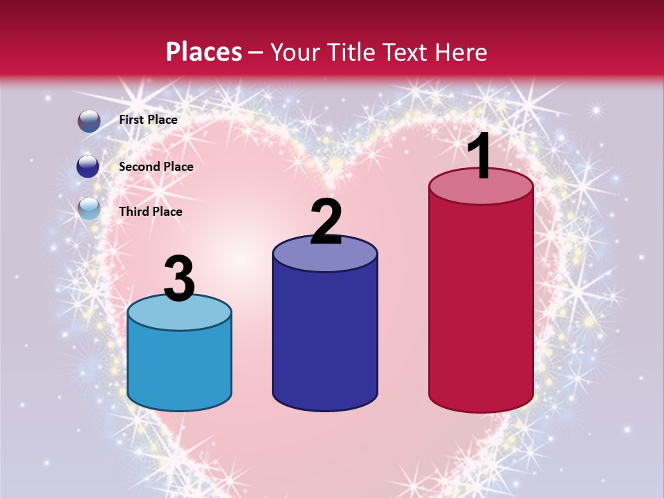 A Red Heart With Stars On A Blue Background PowerPoint Template