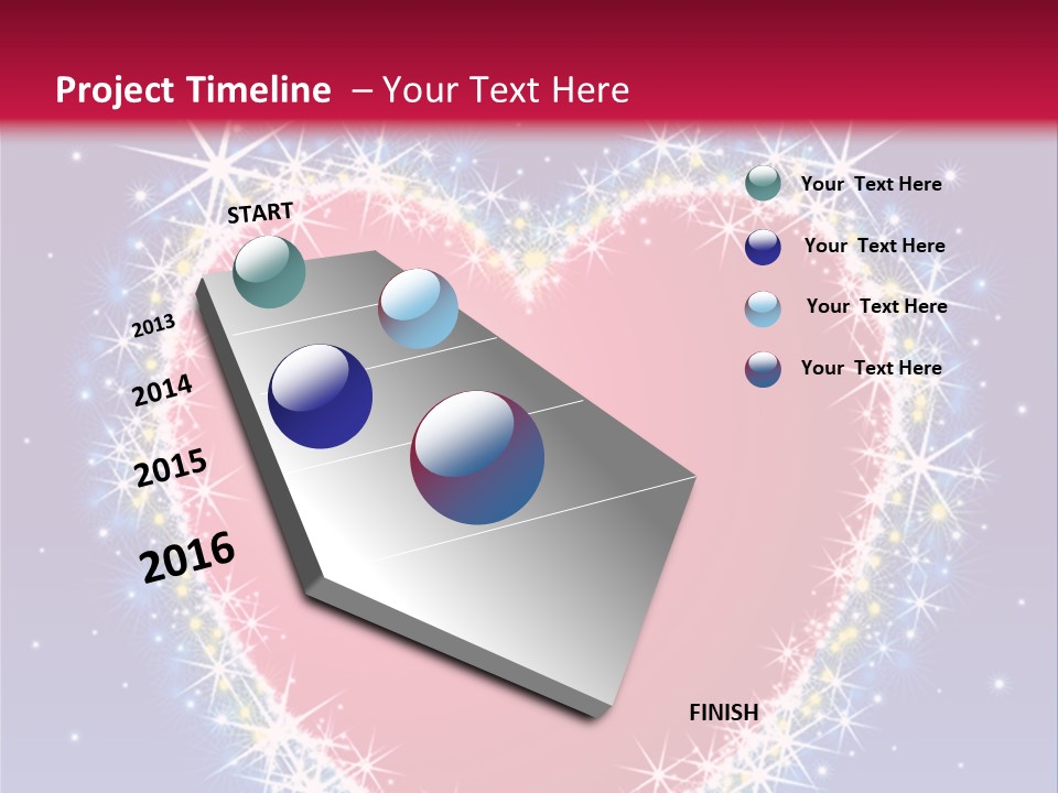 A Red Heart With Stars On A Blue Background PowerPoint Template