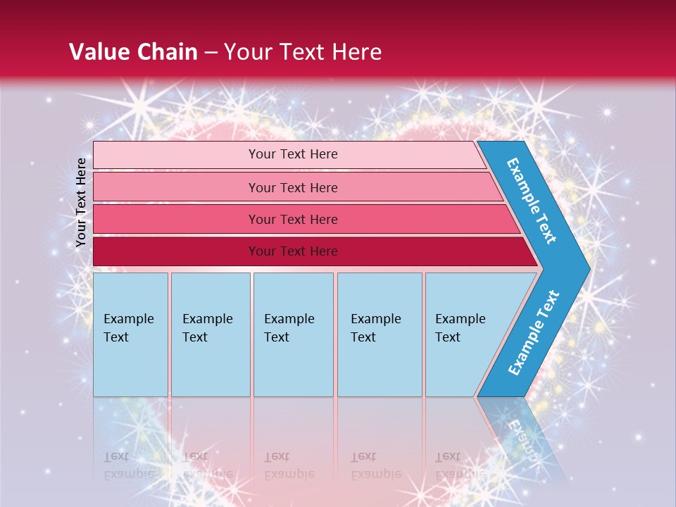 A Red Heart With Stars On A Blue Background PowerPoint Template
