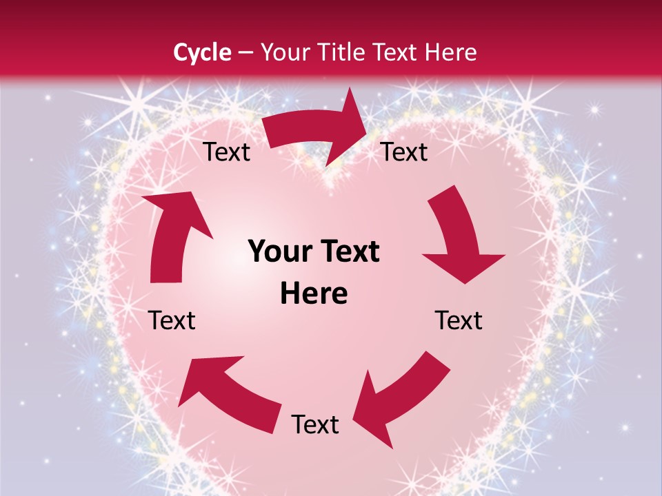 A Red Heart With Stars On A Blue Background PowerPoint Template