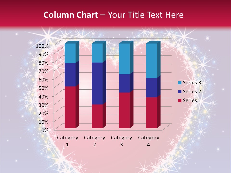 A Red Heart With Stars On A Blue Background PowerPoint Template