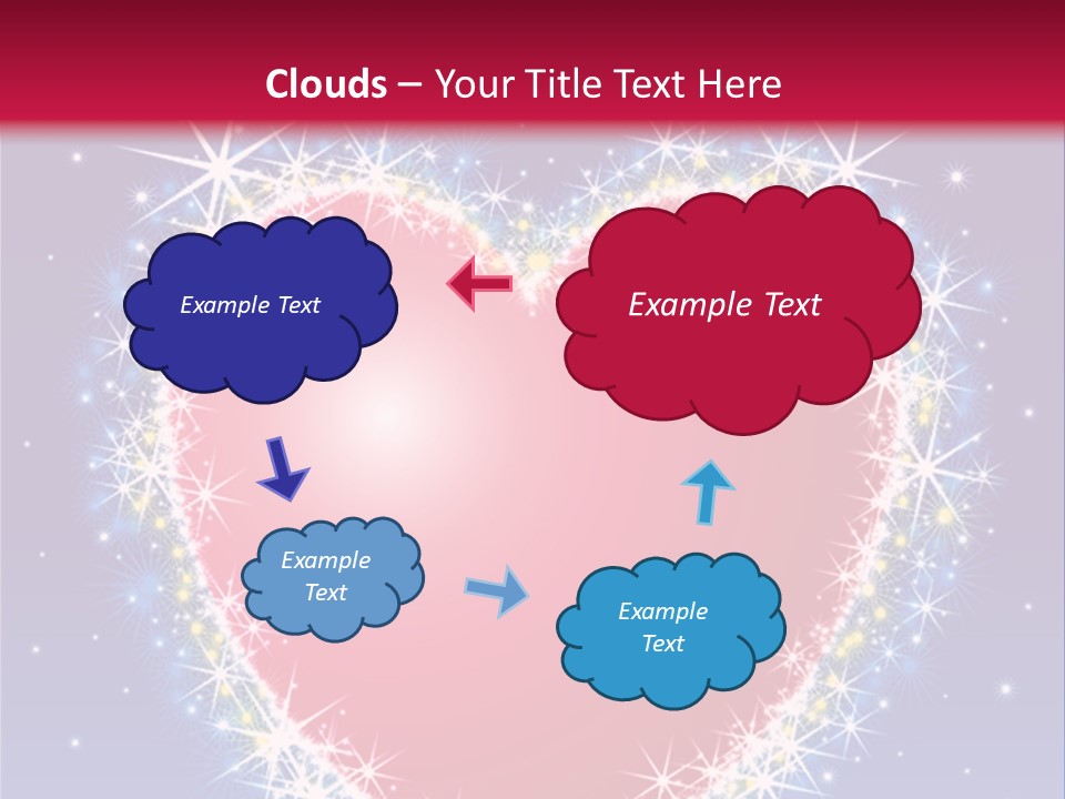 A Red Heart With Stars On A Blue Background PowerPoint Template