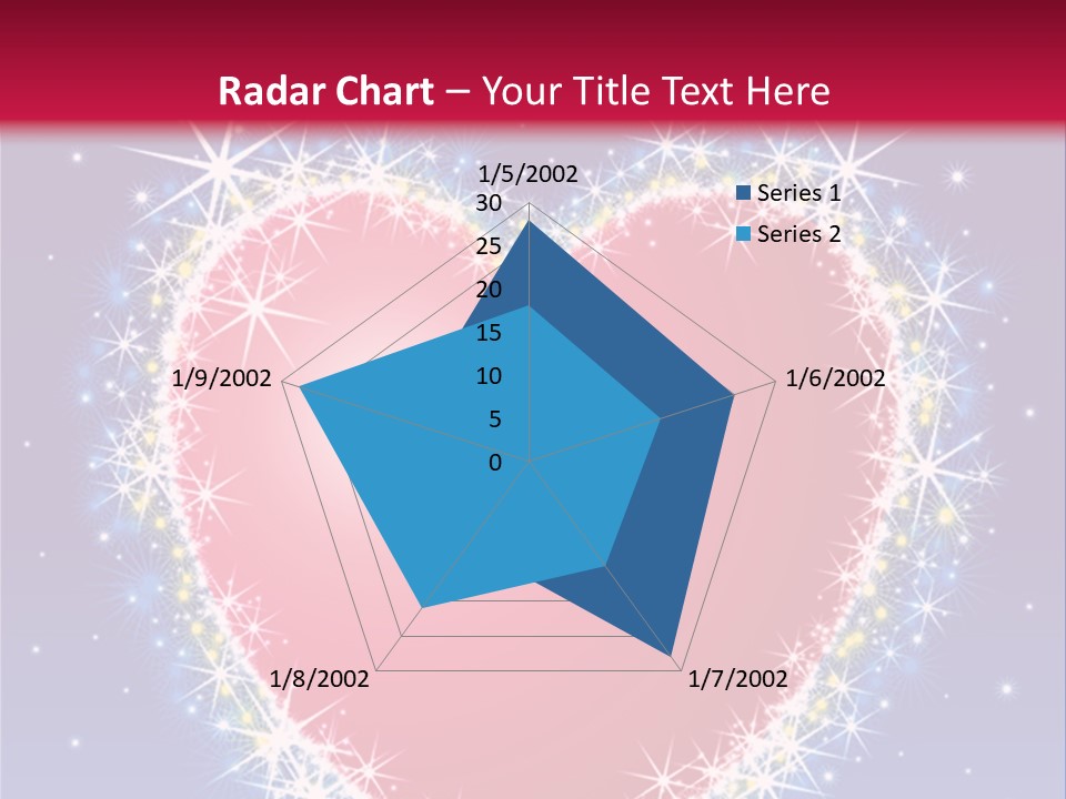 A Red Heart With Stars On A Blue Background PowerPoint Template