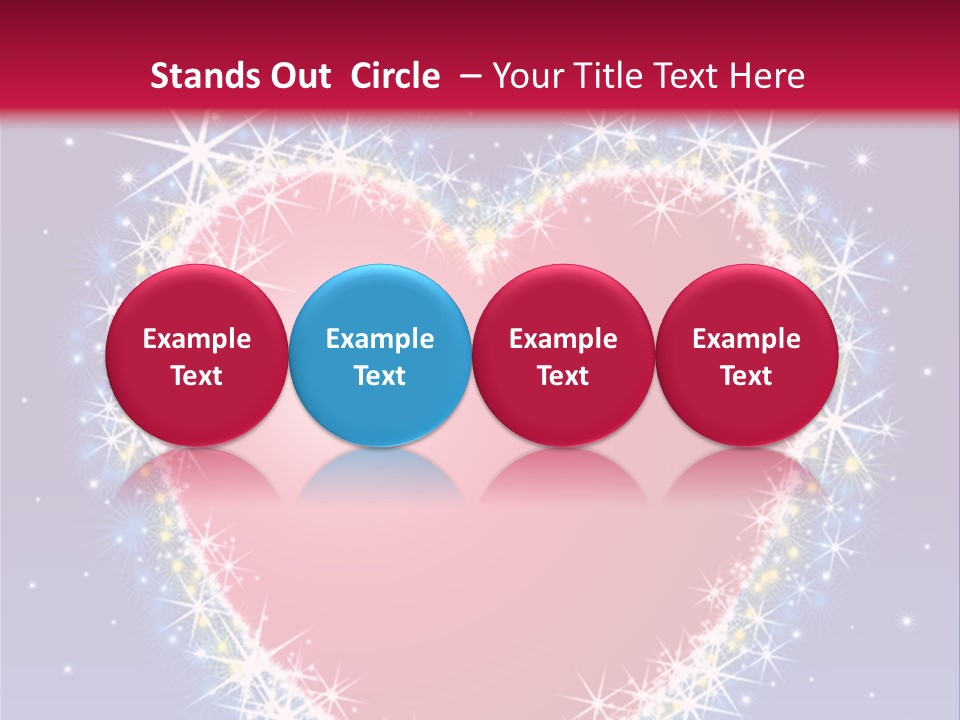 A Red Heart With Stars On A Blue Background PowerPoint Template