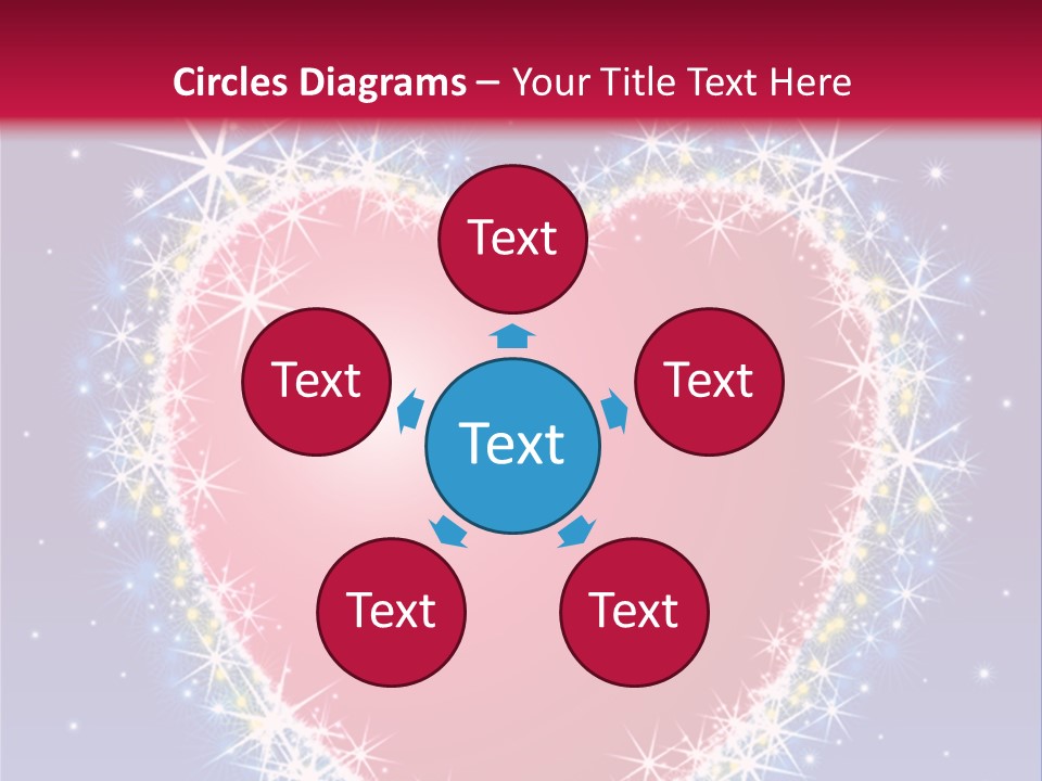 A Red Heart With Stars On A Blue Background PowerPoint Template