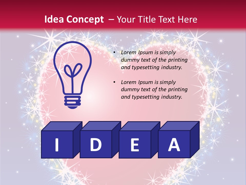 A Red Heart With Stars On A Blue Background PowerPoint Template