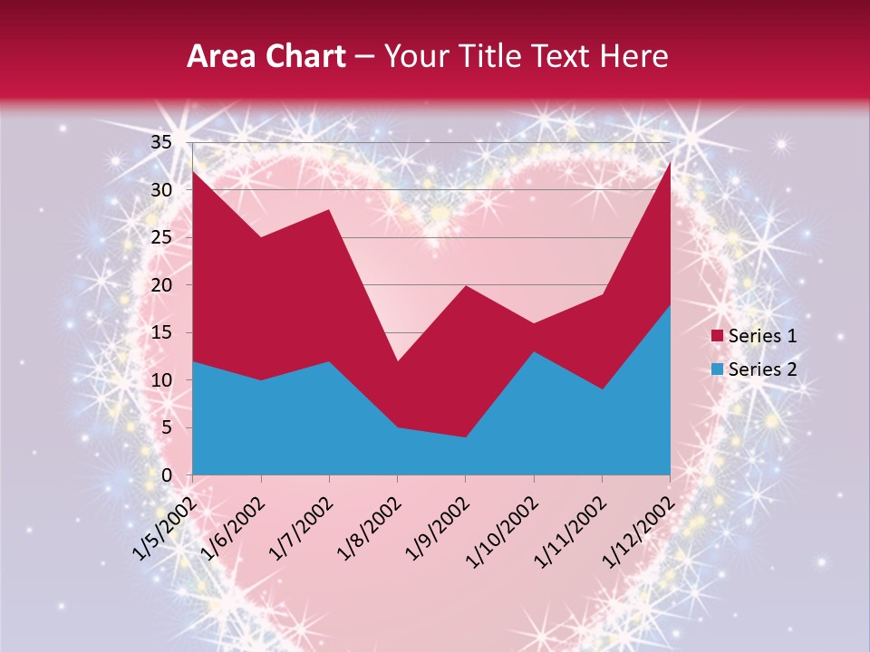 A Red Heart With Stars On A Blue Background PowerPoint Template