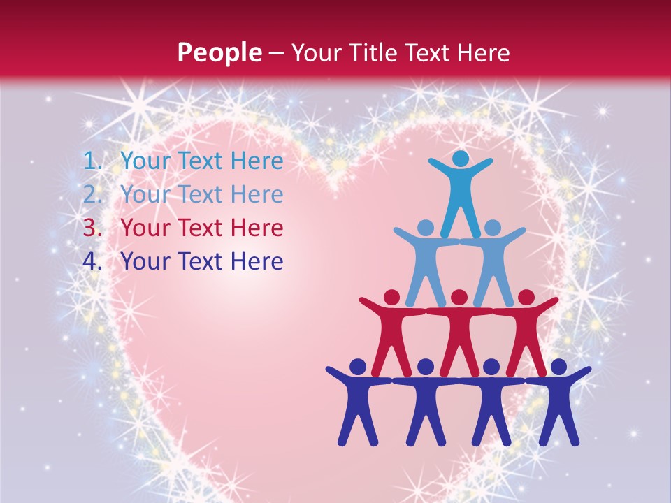 A Red Heart With Stars On A Blue Background PowerPoint Template