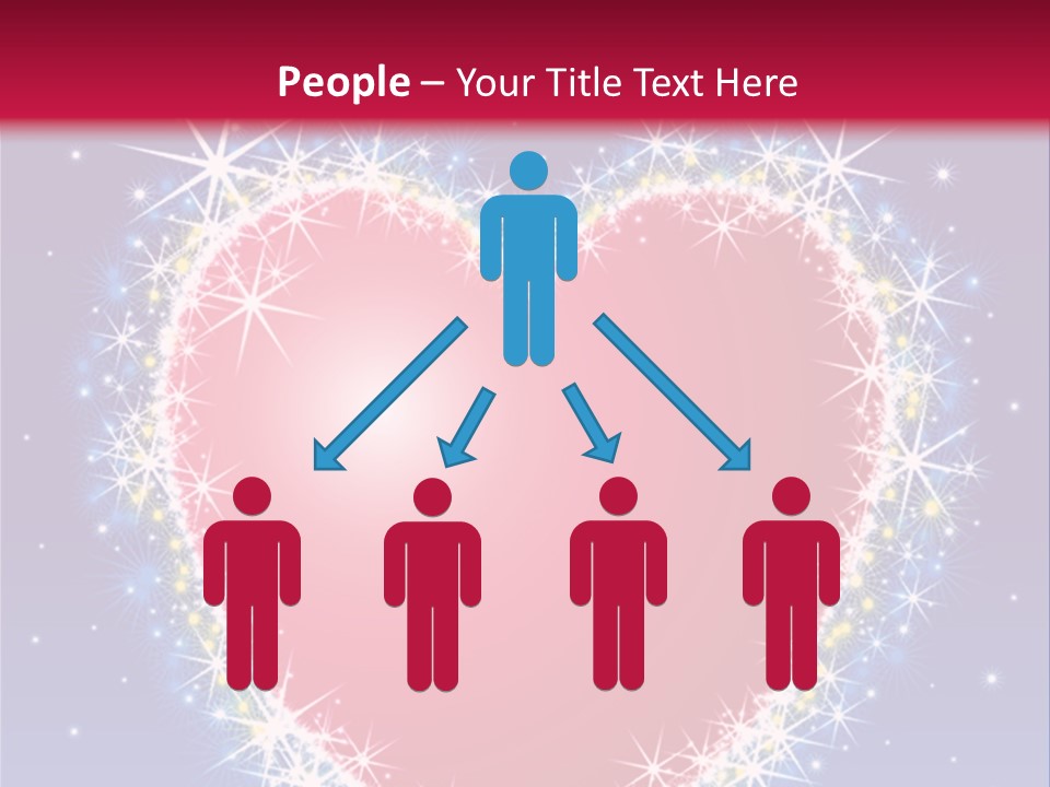 A Red Heart With Stars On A Blue Background PowerPoint Template