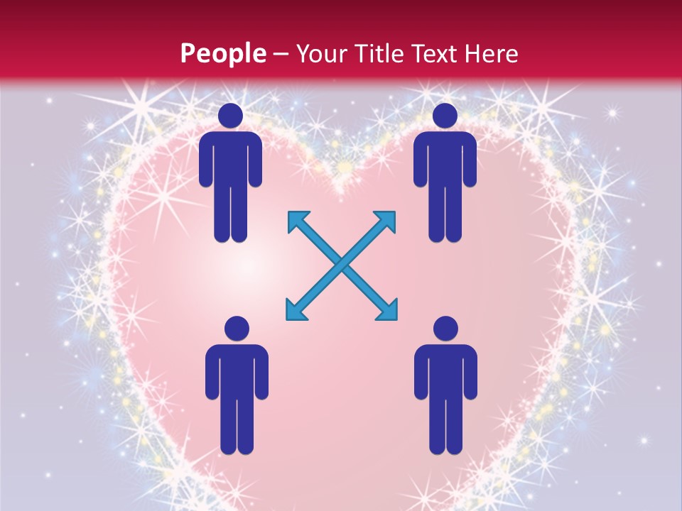A Red Heart With Stars On A Blue Background PowerPoint Template