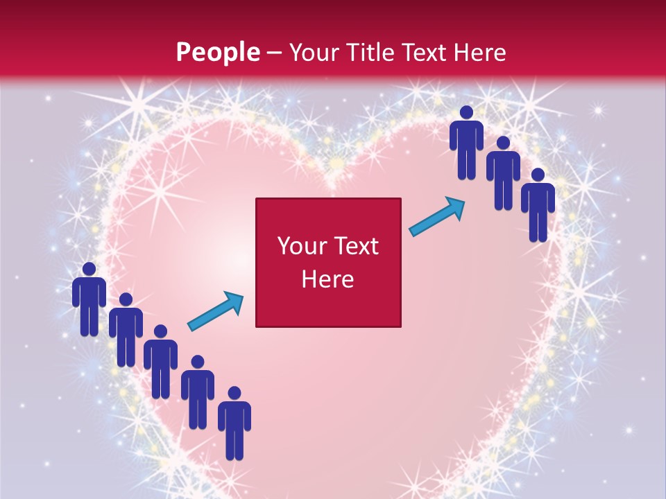 A Red Heart With Stars On A Blue Background PowerPoint Template