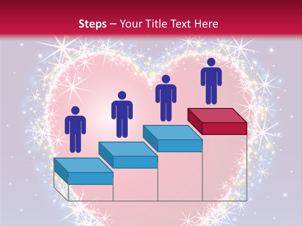 A Red Heart With Stars On A Blue Background PowerPoint Template