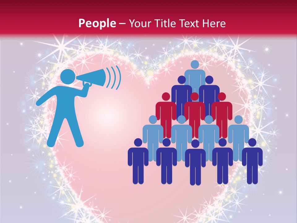 A Red Heart With Stars On A Blue Background PowerPoint Template
