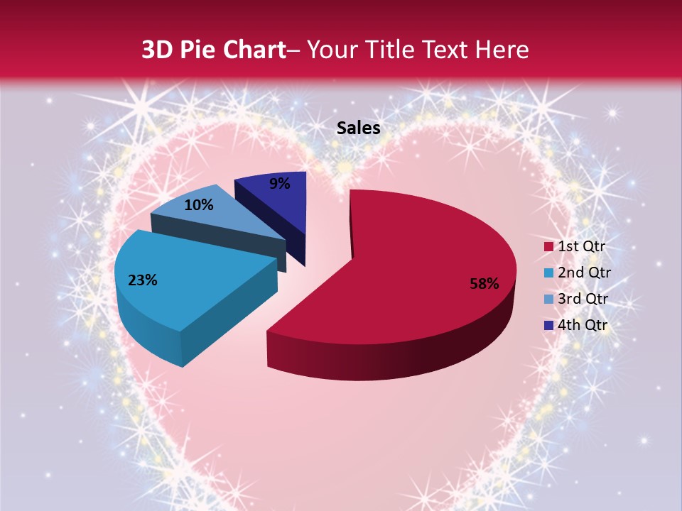 A Red Heart With Stars On A Blue Background PowerPoint Template