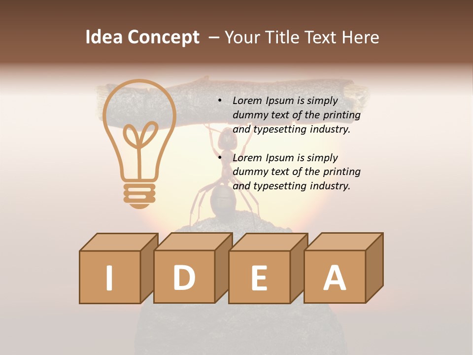 A Ant Carrying A Piece Of Wood On Top Of A Rock PowerPoint Template