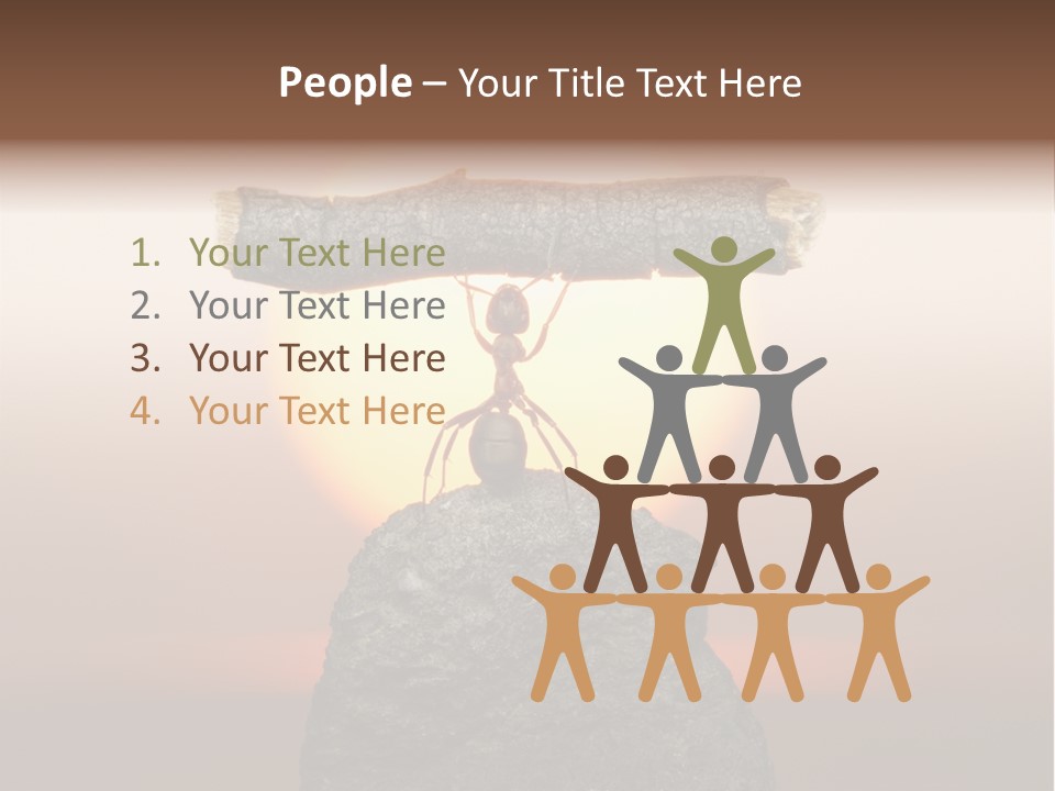 A Ant Carrying A Piece Of Wood On Top Of A Rock PowerPoint Template