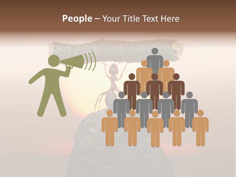 A Ant Carrying A Piece Of Wood On Top Of A Rock PowerPoint Template