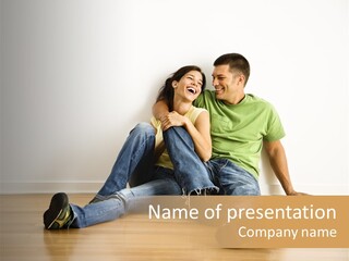 Sitting Caucasian Young PowerPoint Template