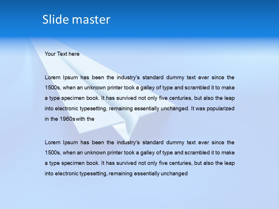 A White Paper Airplane On A Blue Background PowerPoint Template