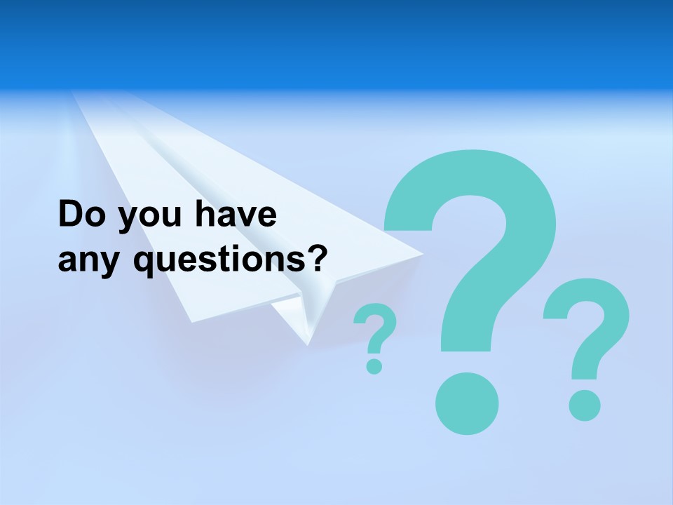 A White Paper Airplane On A Blue Background PowerPoint Template