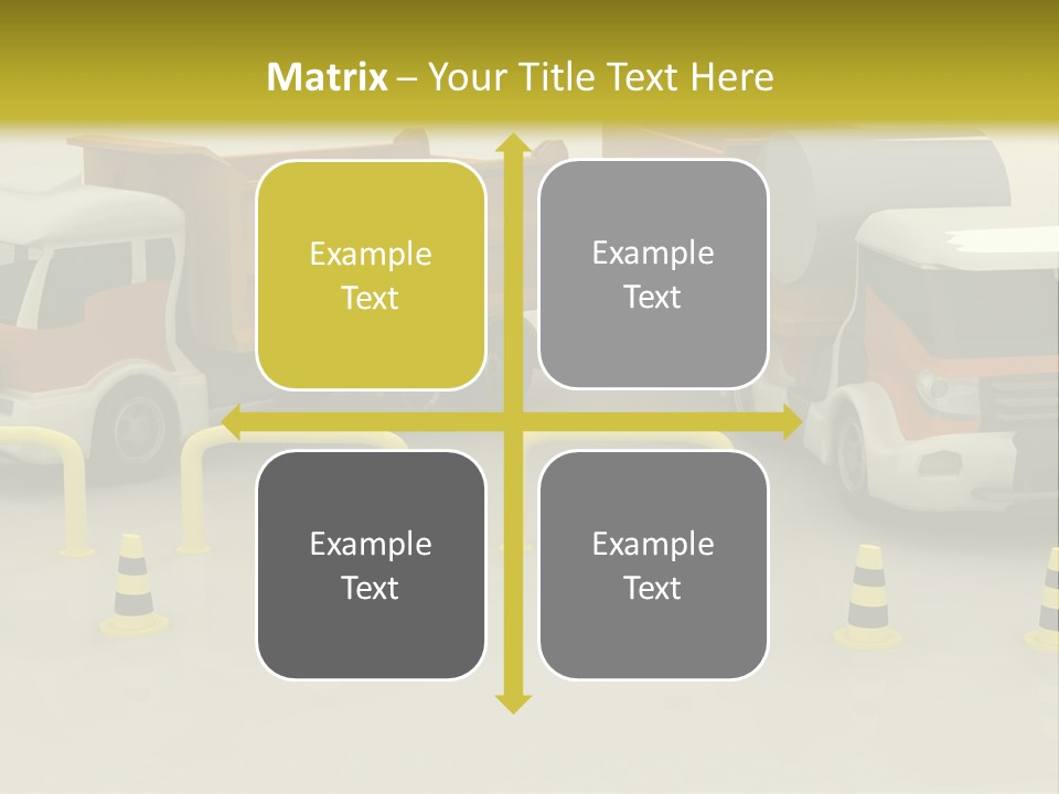 A Group Of Dump Trucks Parked Next To Each Other PowerPoint Template
