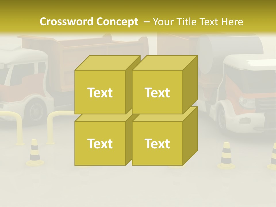 A Group Of Dump Trucks Parked Next To Each Other PowerPoint Template