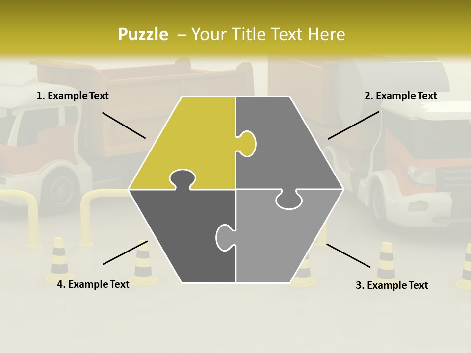 A Group Of Dump Trucks Parked Next To Each Other PowerPoint Template