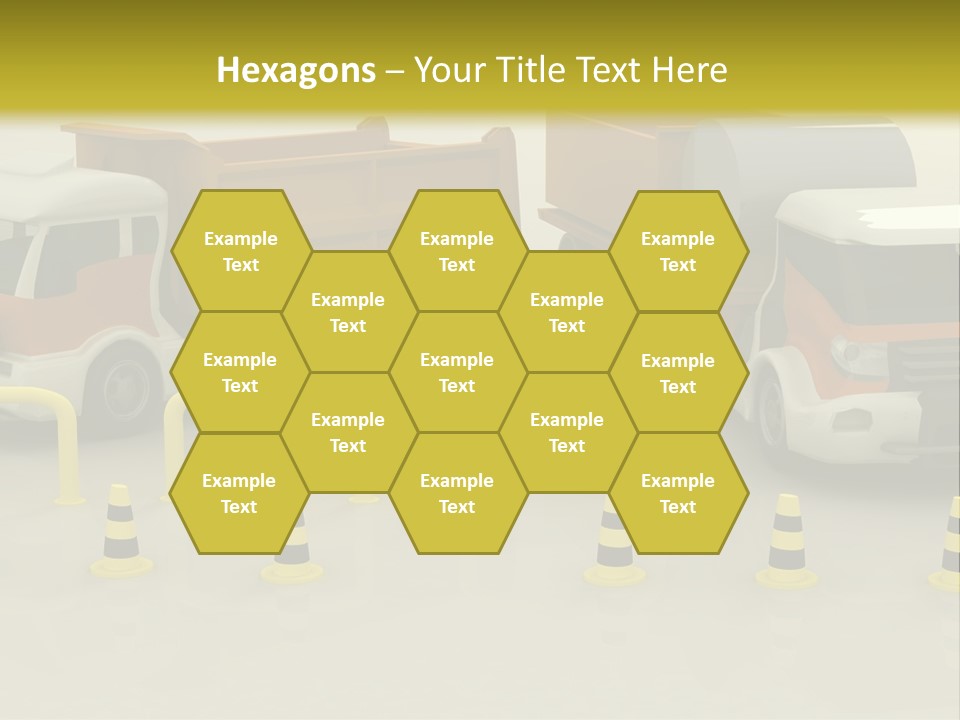 A Group Of Dump Trucks Parked Next To Each Other PowerPoint Template