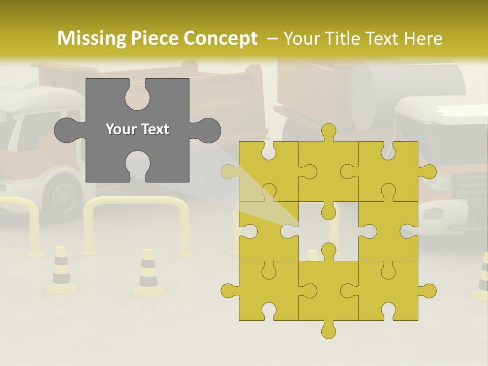 A Group Of Dump Trucks Parked Next To Each Other PowerPoint Template