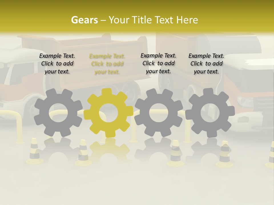 A Group Of Dump Trucks Parked Next To Each Other PowerPoint Template