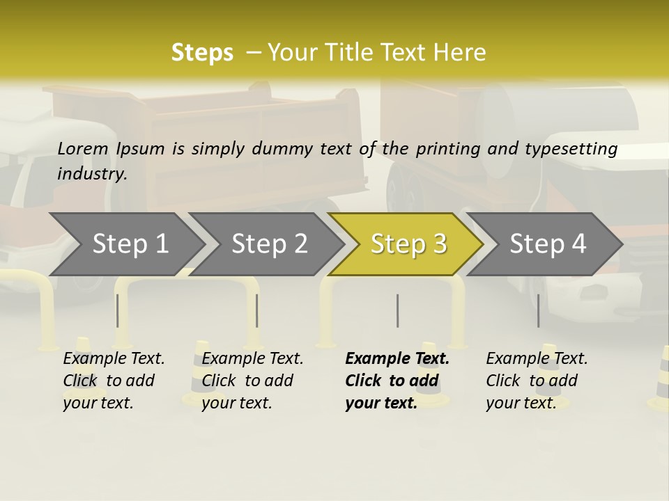 A Group Of Dump Trucks Parked Next To Each Other PowerPoint Template